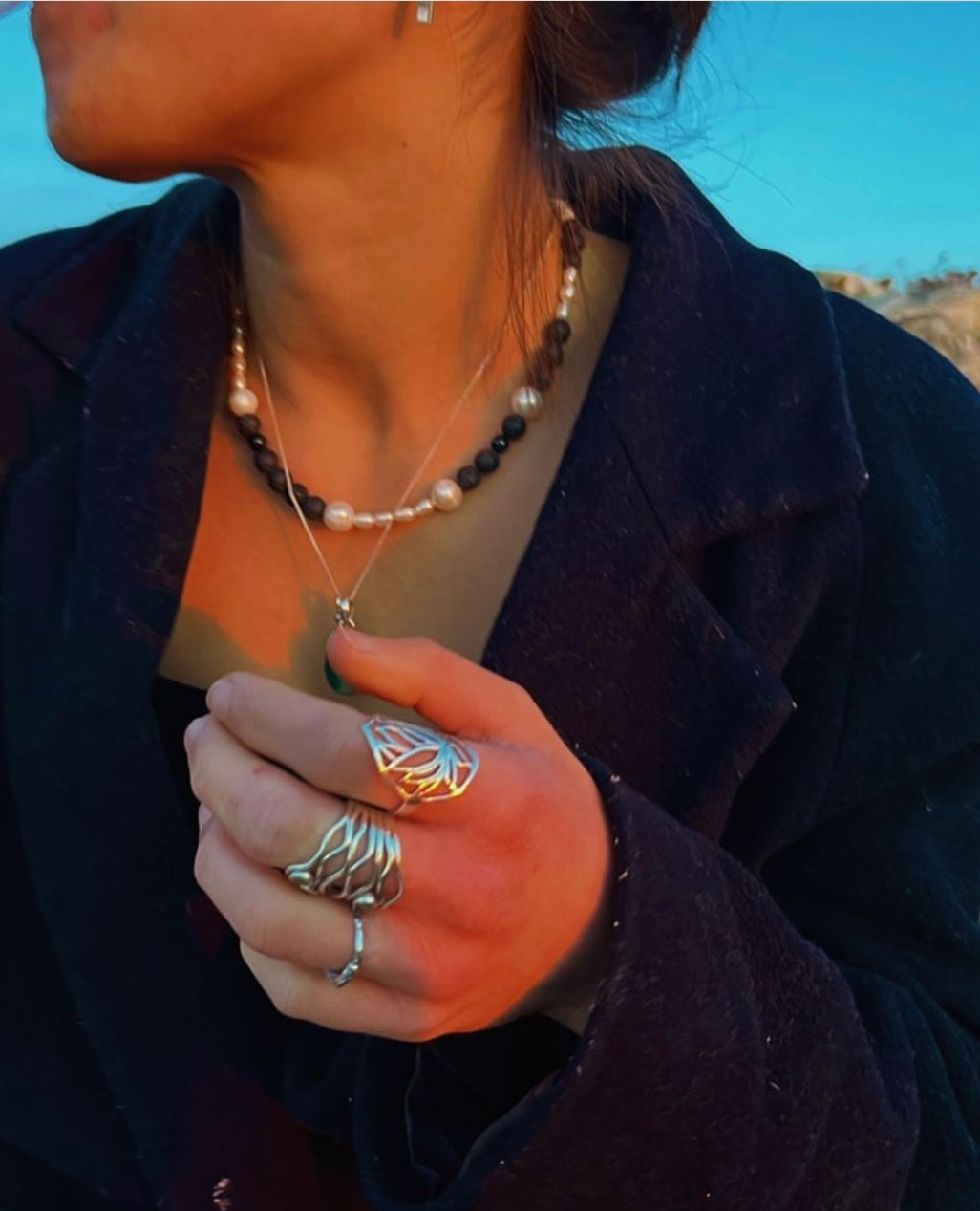 Hephaestus Black & White Pearl Necklace